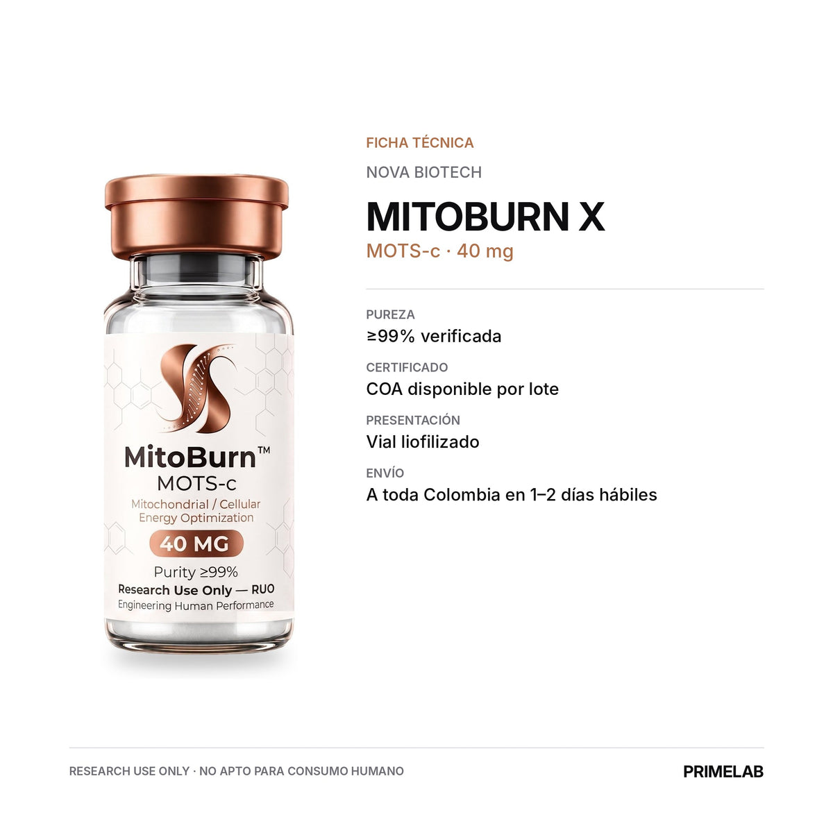 MitoBURN X - MOTS-c 40 MG - ficha técnica - PRIMELAB