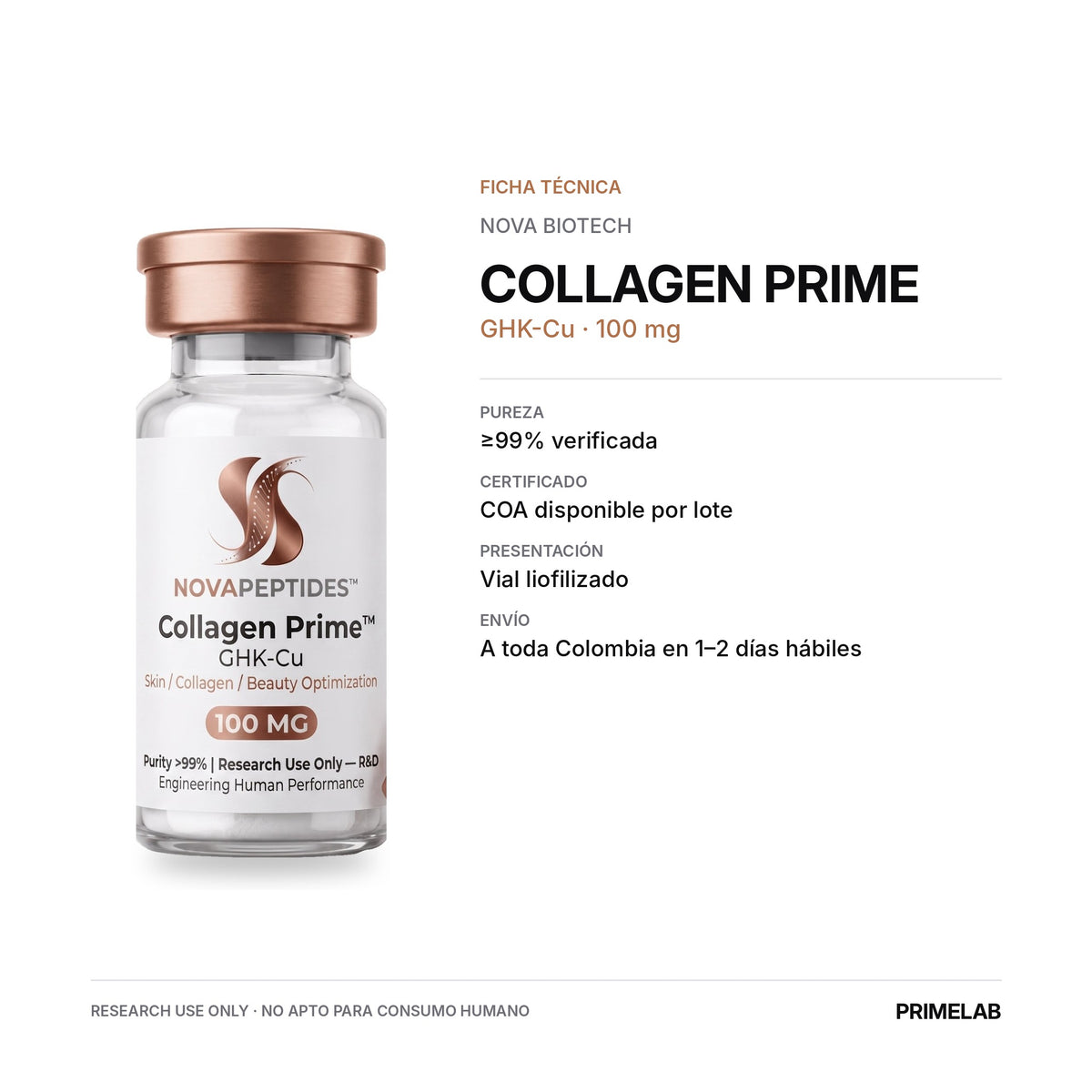 Collagen Prime - GHK-Cu 100 MG - ficha técnica - PRIMELAB