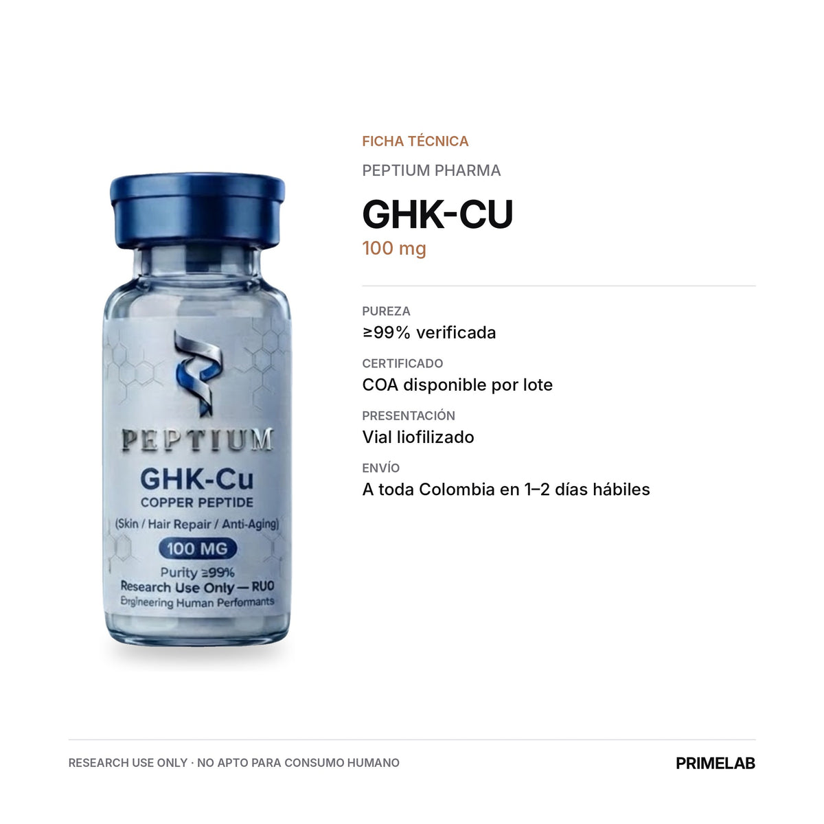 GHK-Cu 100 MG - ficha técnica - PRIMELAB
